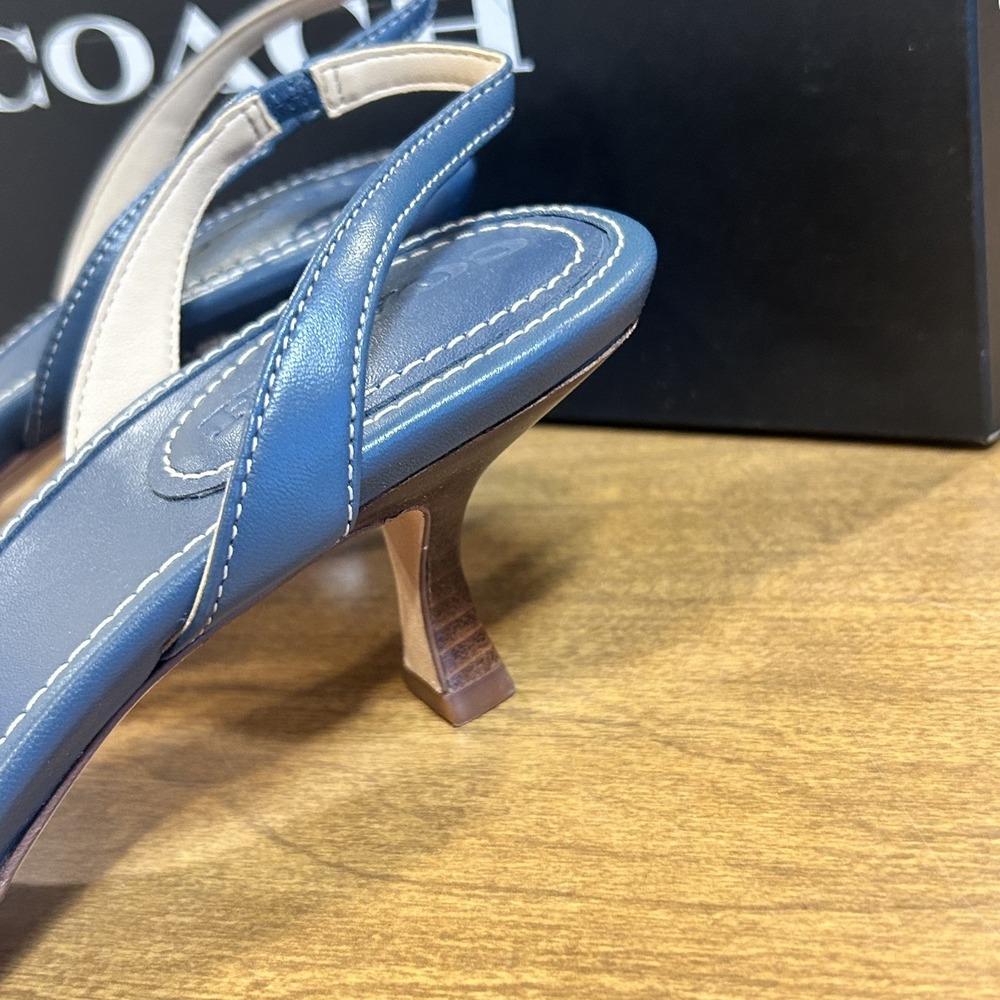 Coach MRGOT LVD DEN SLNGBK Shoes Womens 8.5 Blue Denim Slingback Pointed Toe NEW - Picture 5 of 9